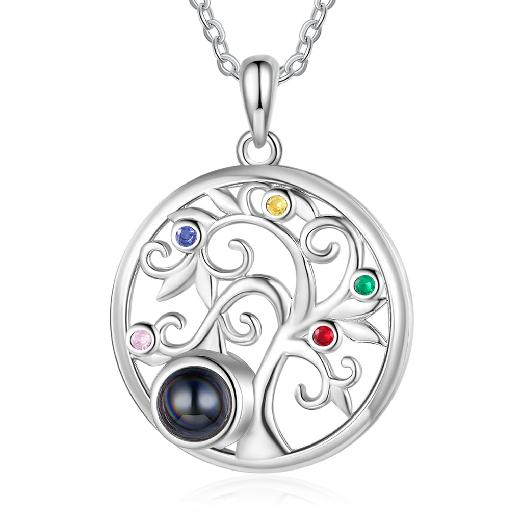 Custom Family Tree Photo Projection Necklace