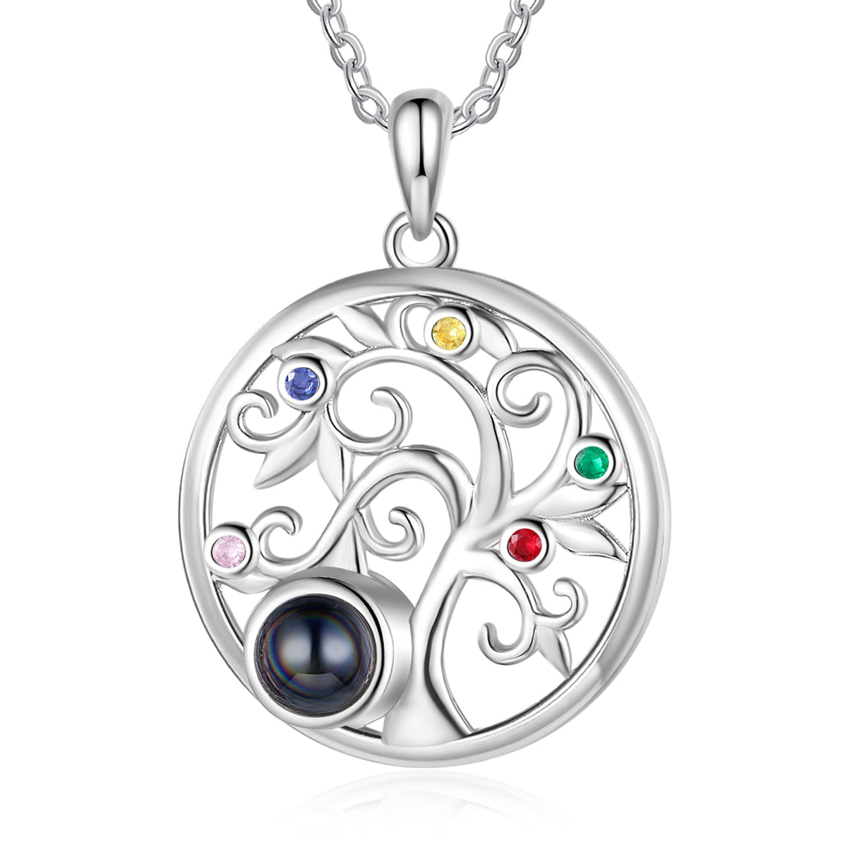 Custom Family Tree Photo Projection Necklace