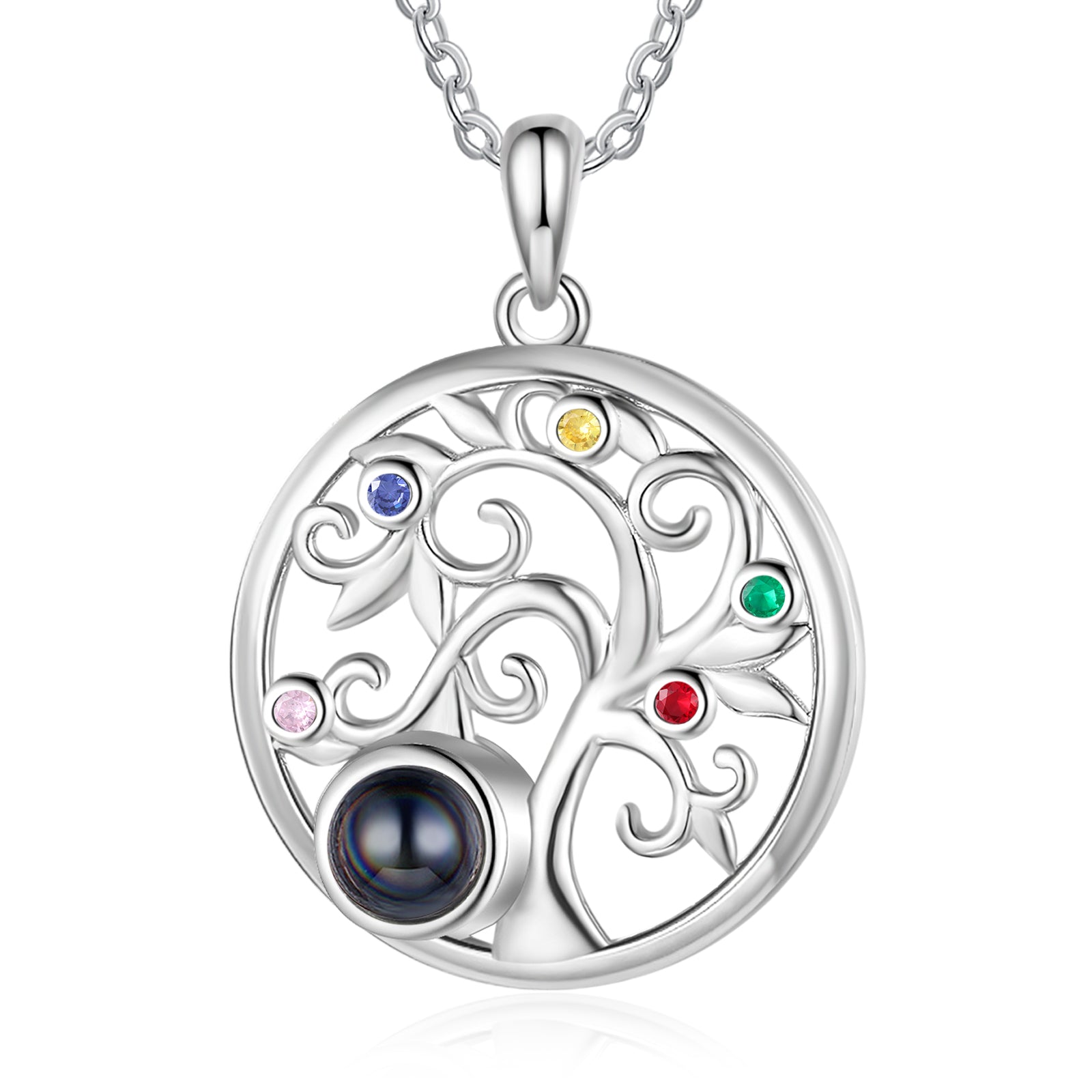 Custom Family Tree Photo Projection Necklace