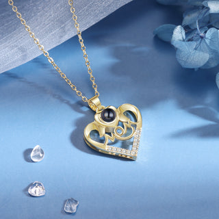 Custom Photo Projection Heart Necklace with Mom