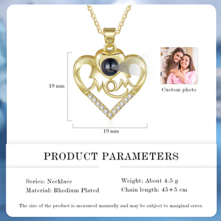 Custom Photo Projection Heart Necklace with Mom