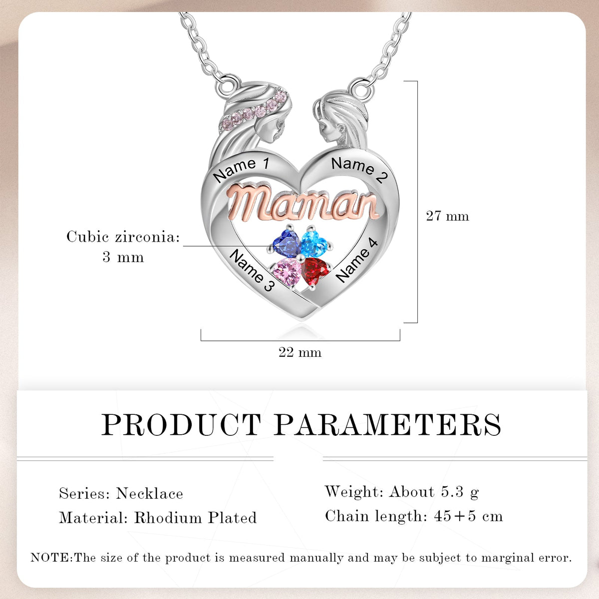 Custom Mother and Daughter Heart Necklace with Mama