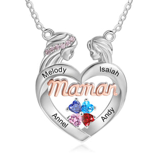 Custom Mother and Daughter Heart Necklace with Mama