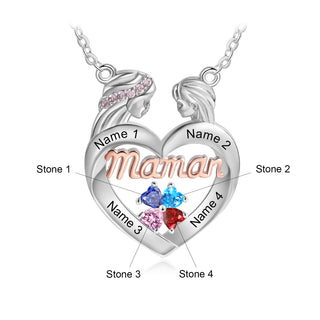Custom Mother and Daughter Heart Necklace with Mama