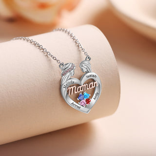 Custom Mother and Daughter Heart Necklace with Mama