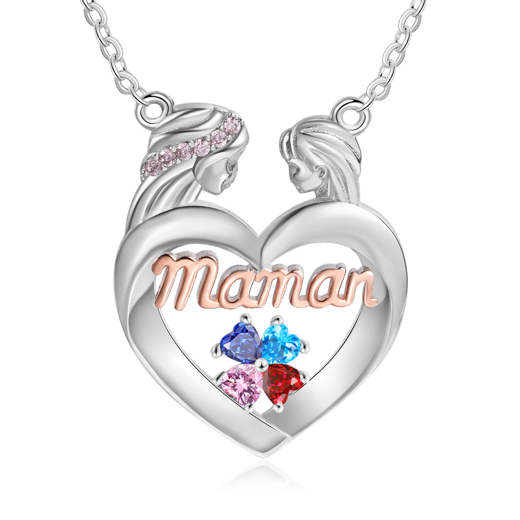 Custom Mother and Daughter Heart Necklace with Mama
