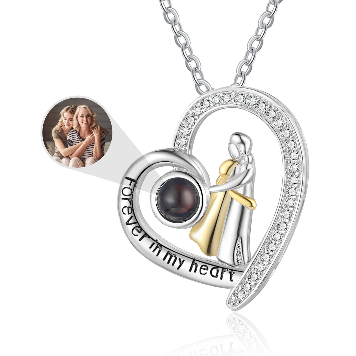 Custom Photo Projection Heart Necklace