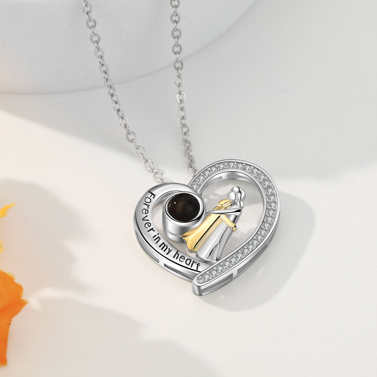 Custom Photo Projection Heart Necklace