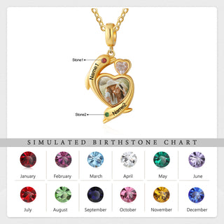 Custom Photo Heart Necklace with Dolphin