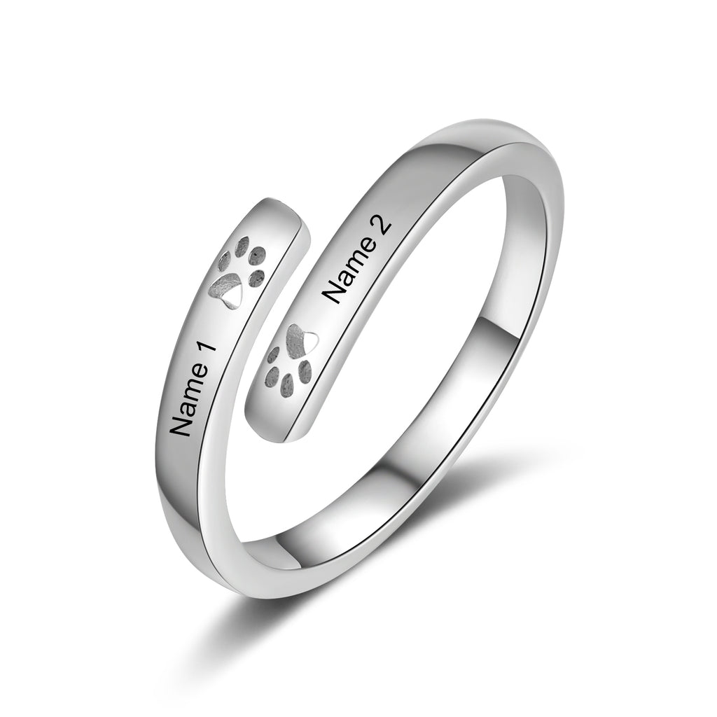 Custom Name Pet Paw Ring