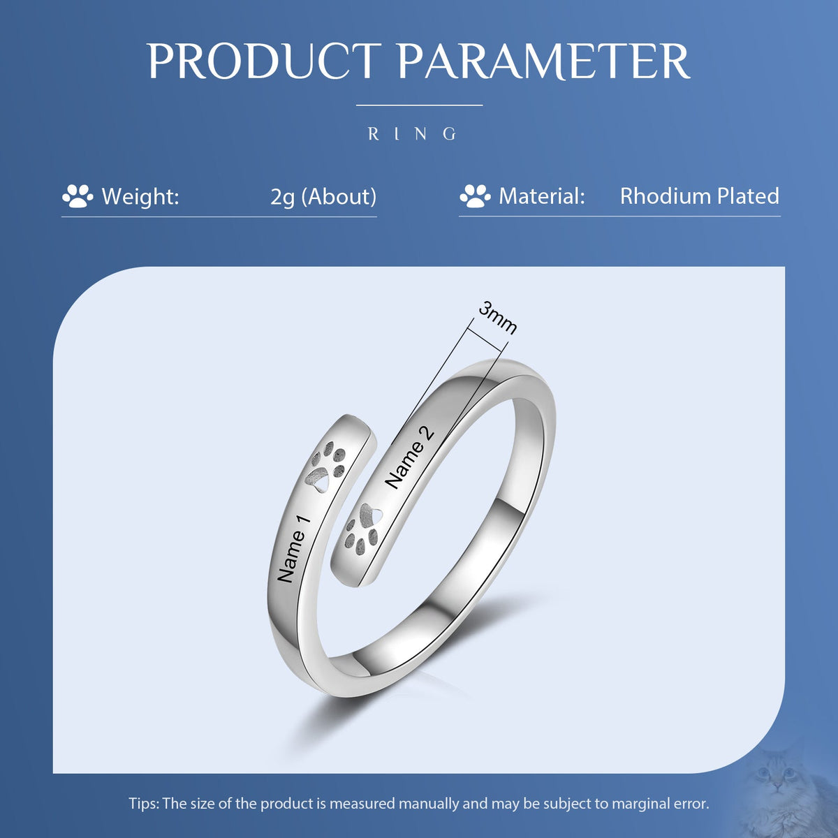 Custom Name Pet Paw Ring