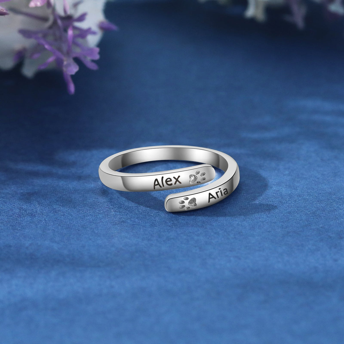 Custom Name Pet Paw Ring