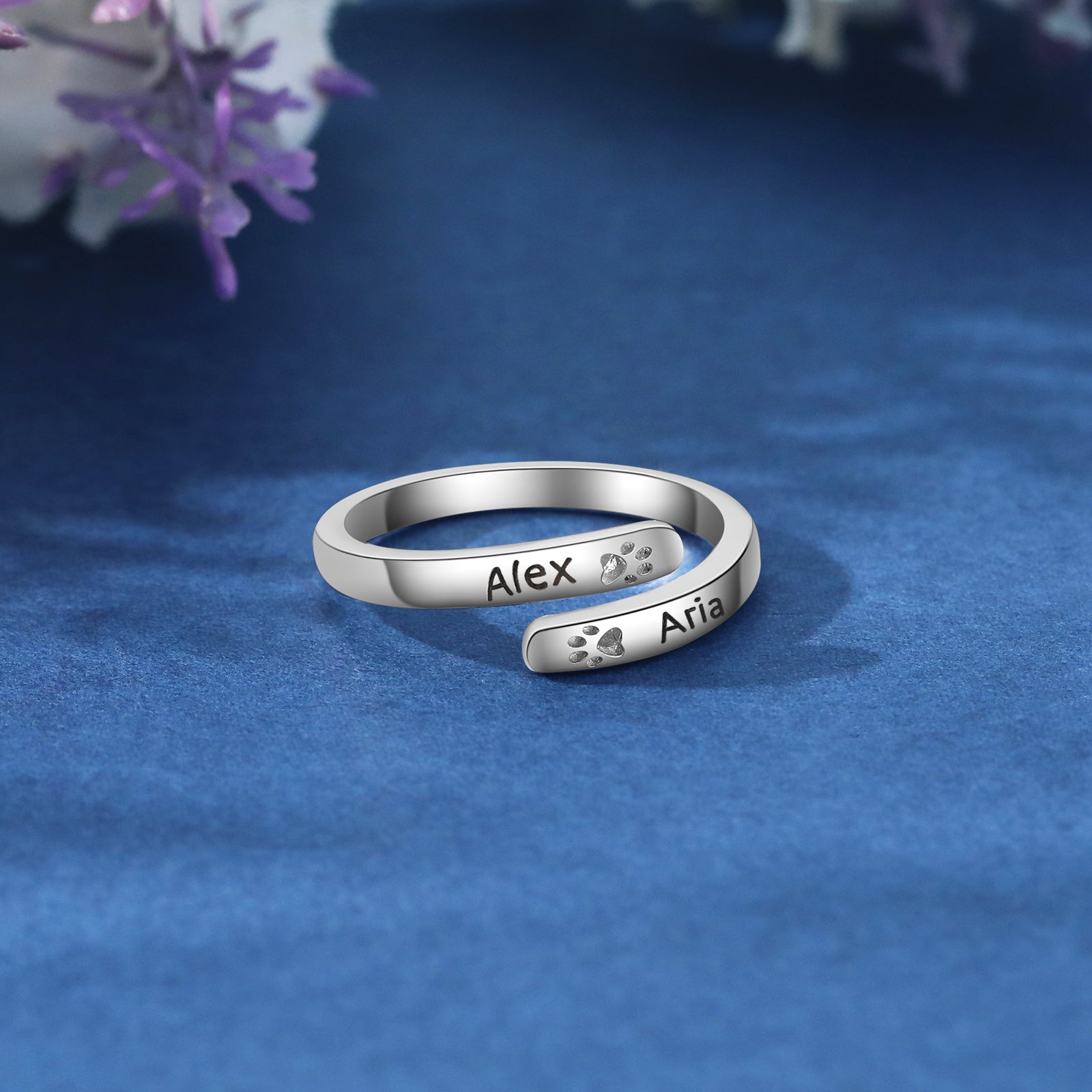 Custom Name Pet Paw Ring