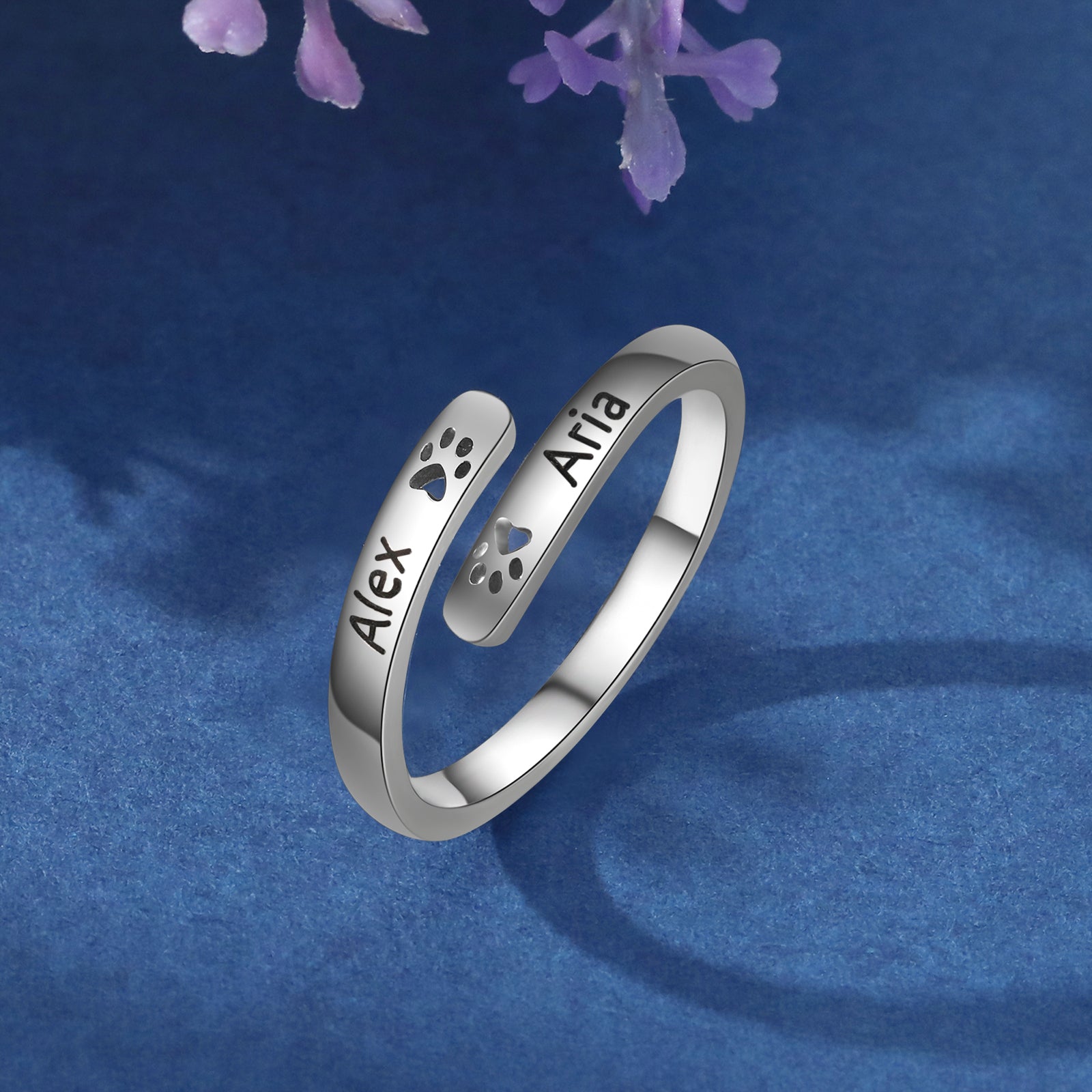 Custom Name Pet Paw Ring
