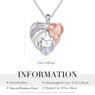 Custom Name Mother and Daughter Heart Necklace