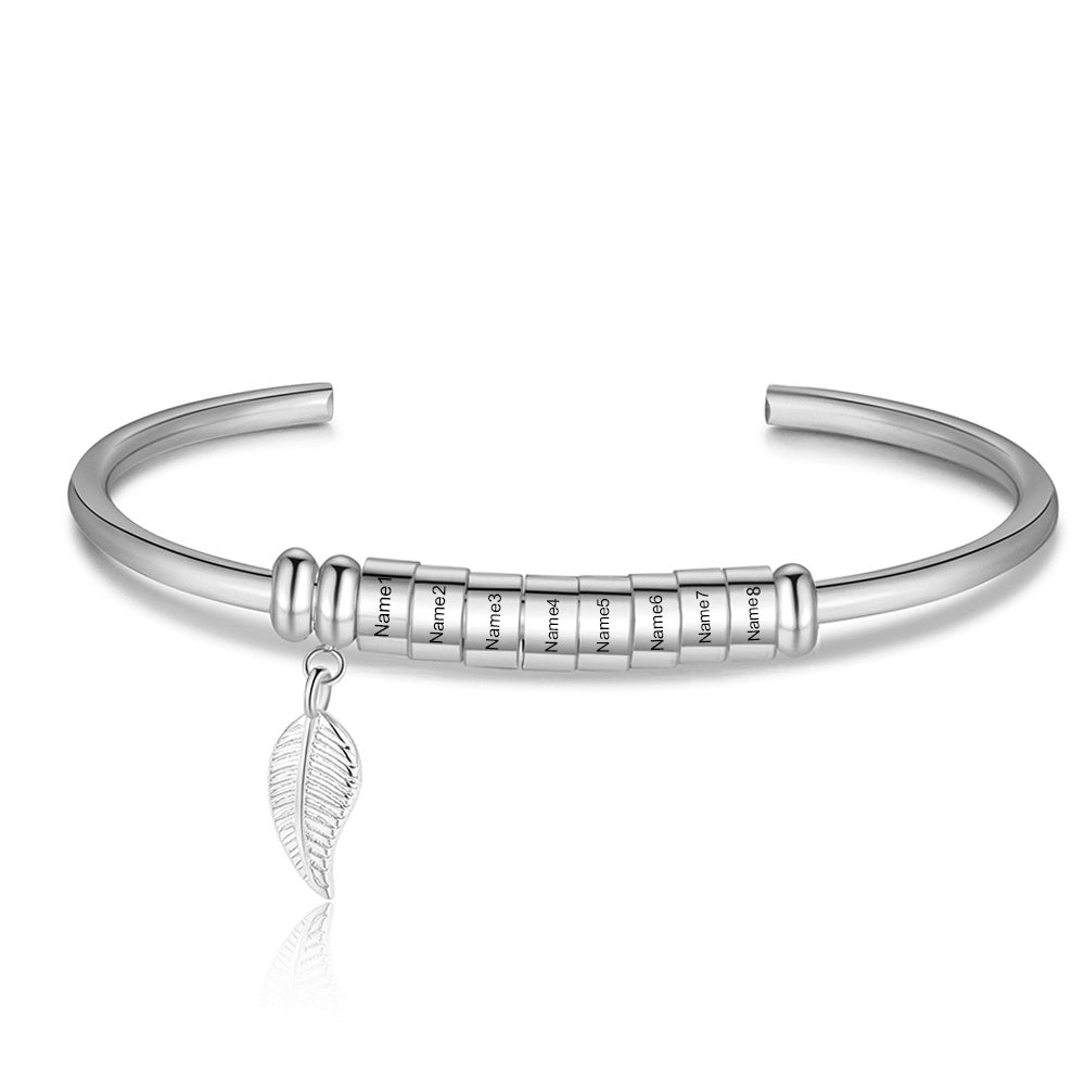 Personalized Stainless Steel Leaf Name Bracelet