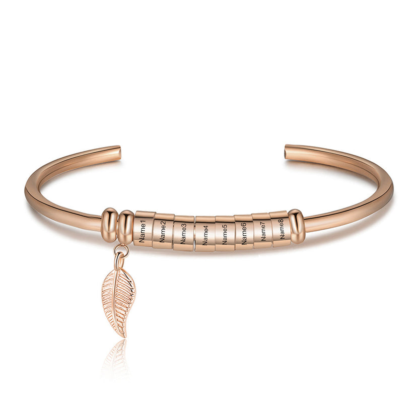 Personalized Stainless Steel Leaf Name Bracelet