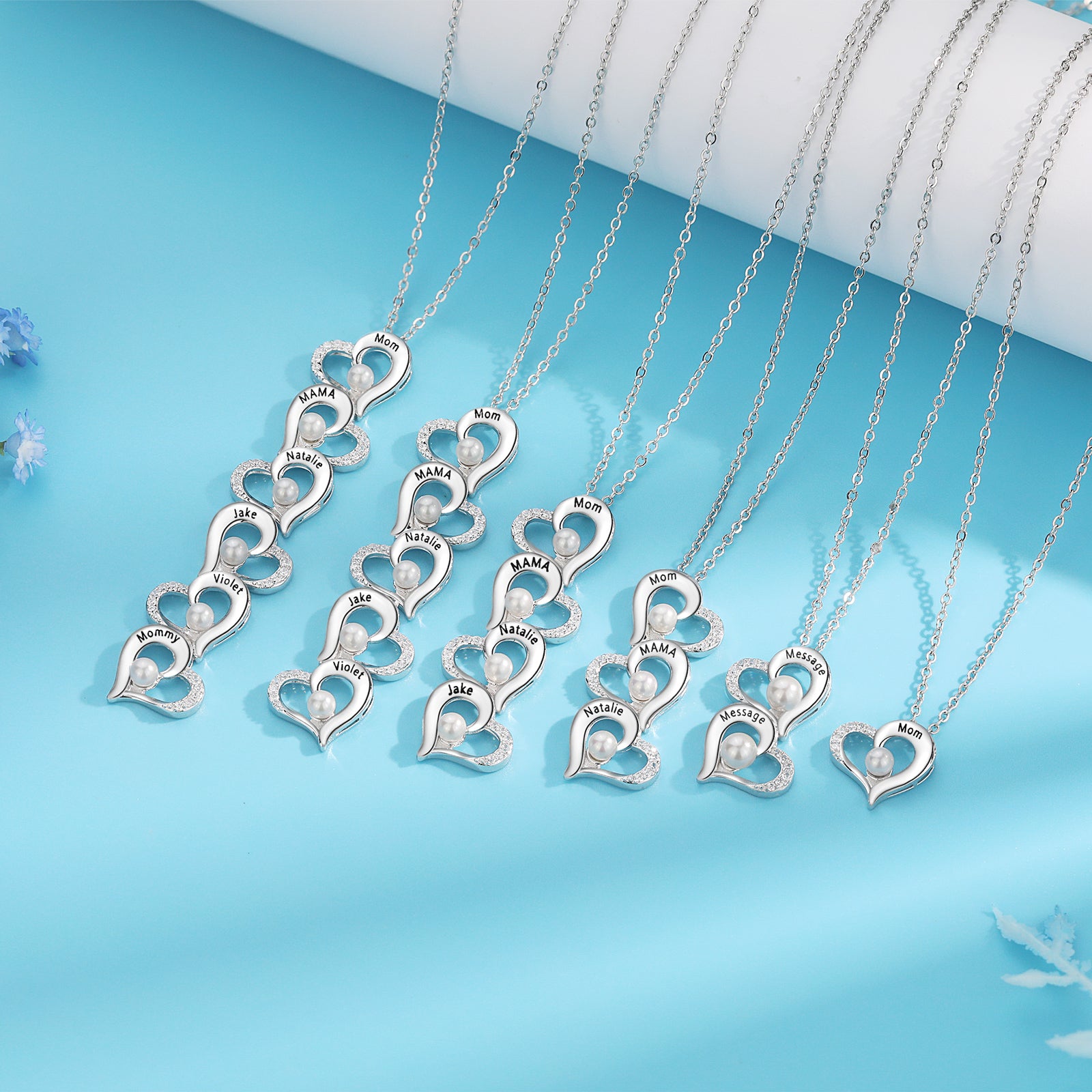 Custom Heart Necklace with Pearl