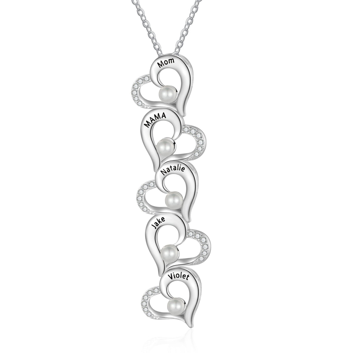 Custom Heart Necklace with Pearl