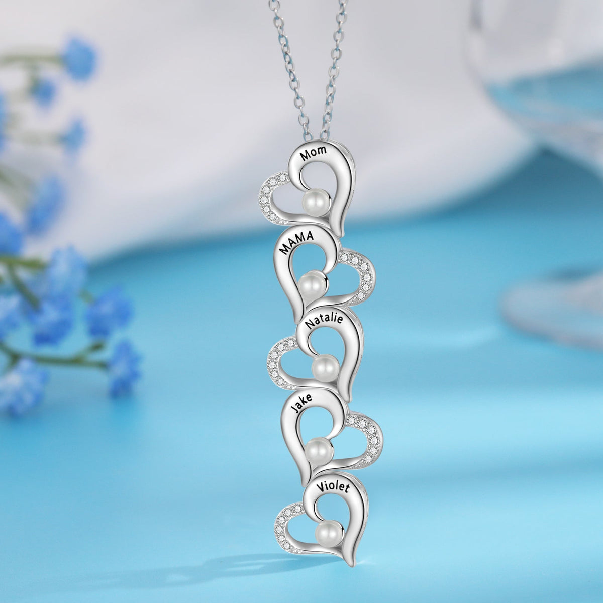 Custom Heart Necklace with Pearl