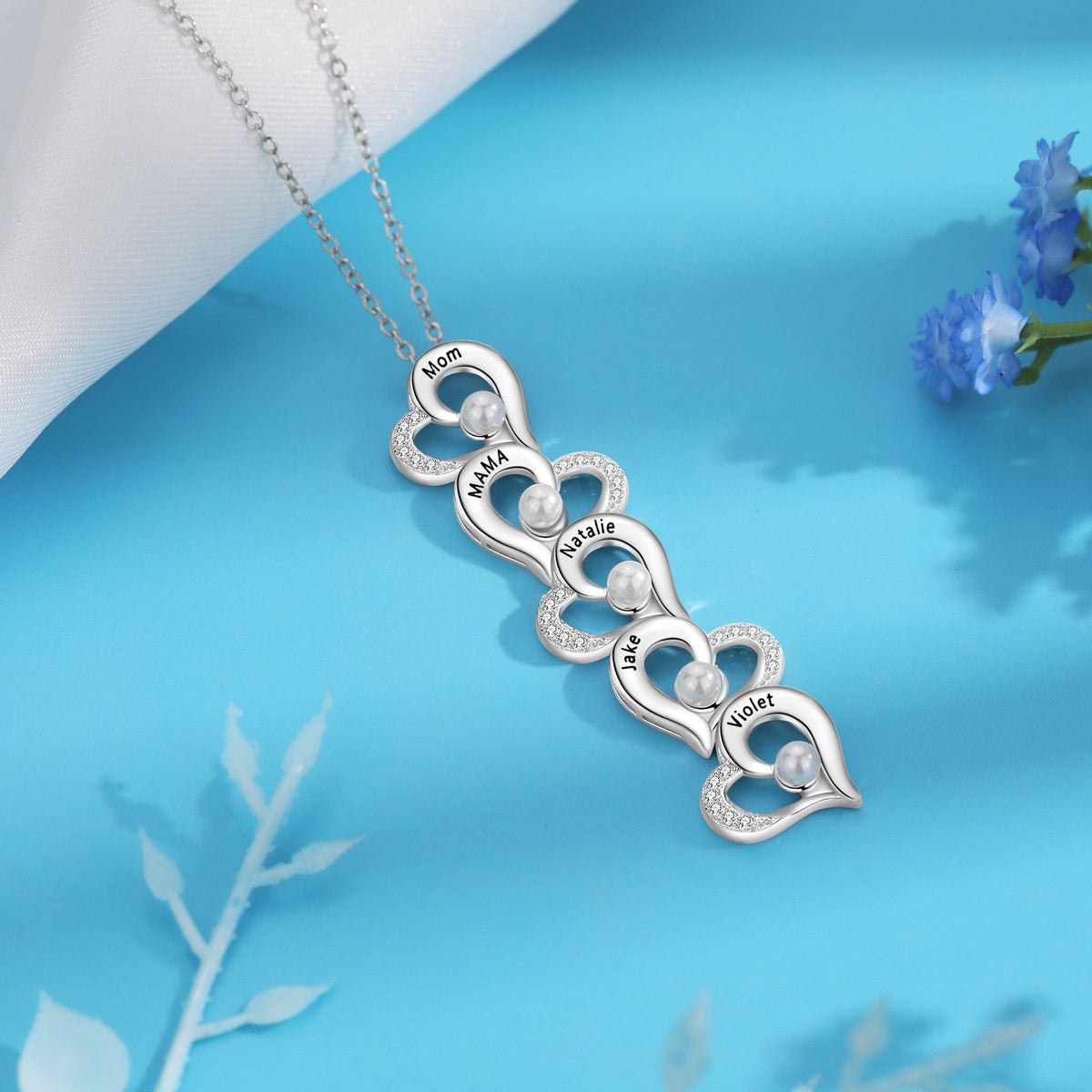 Custom Heart Necklace with Pearl