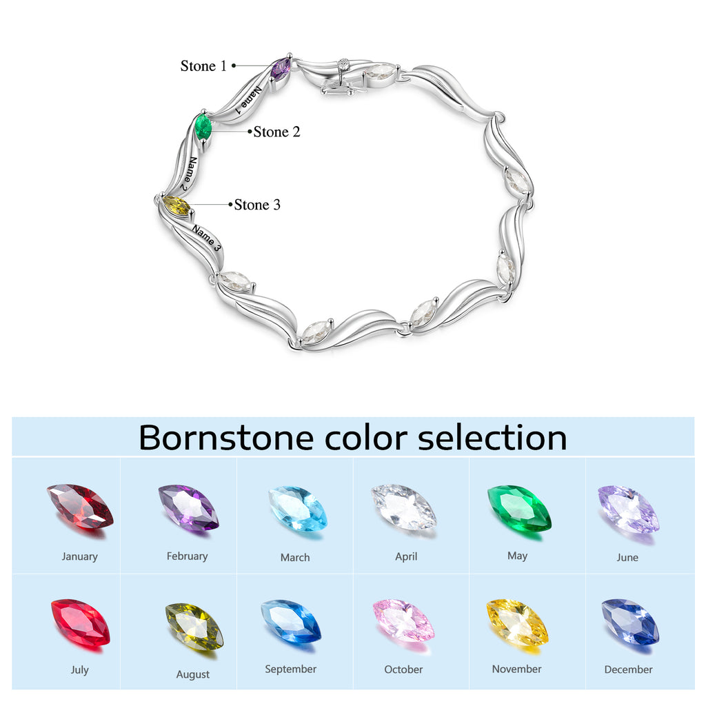 Custom Birthstone Wave Bracelet