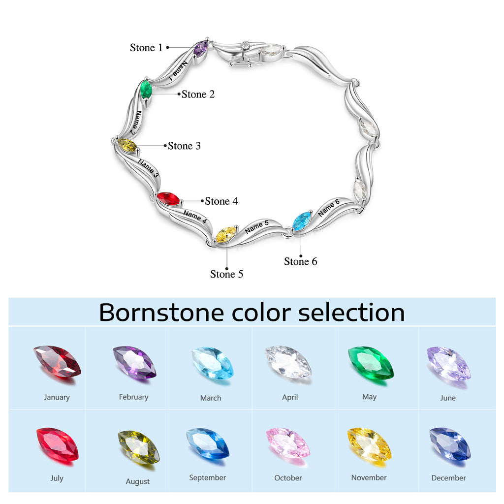 Custom Birthstone Wave Bracelet