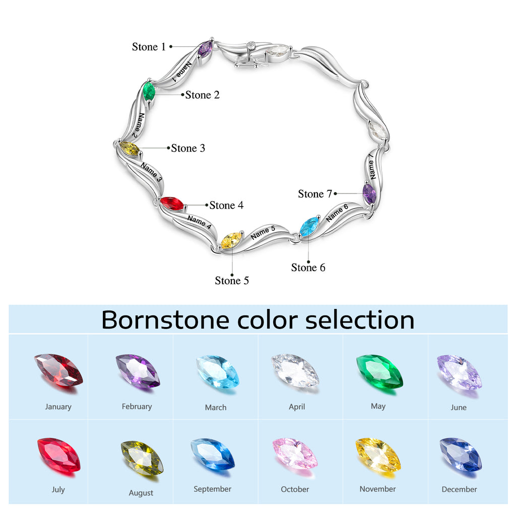 Custom Birthstone Wave Bracelet
