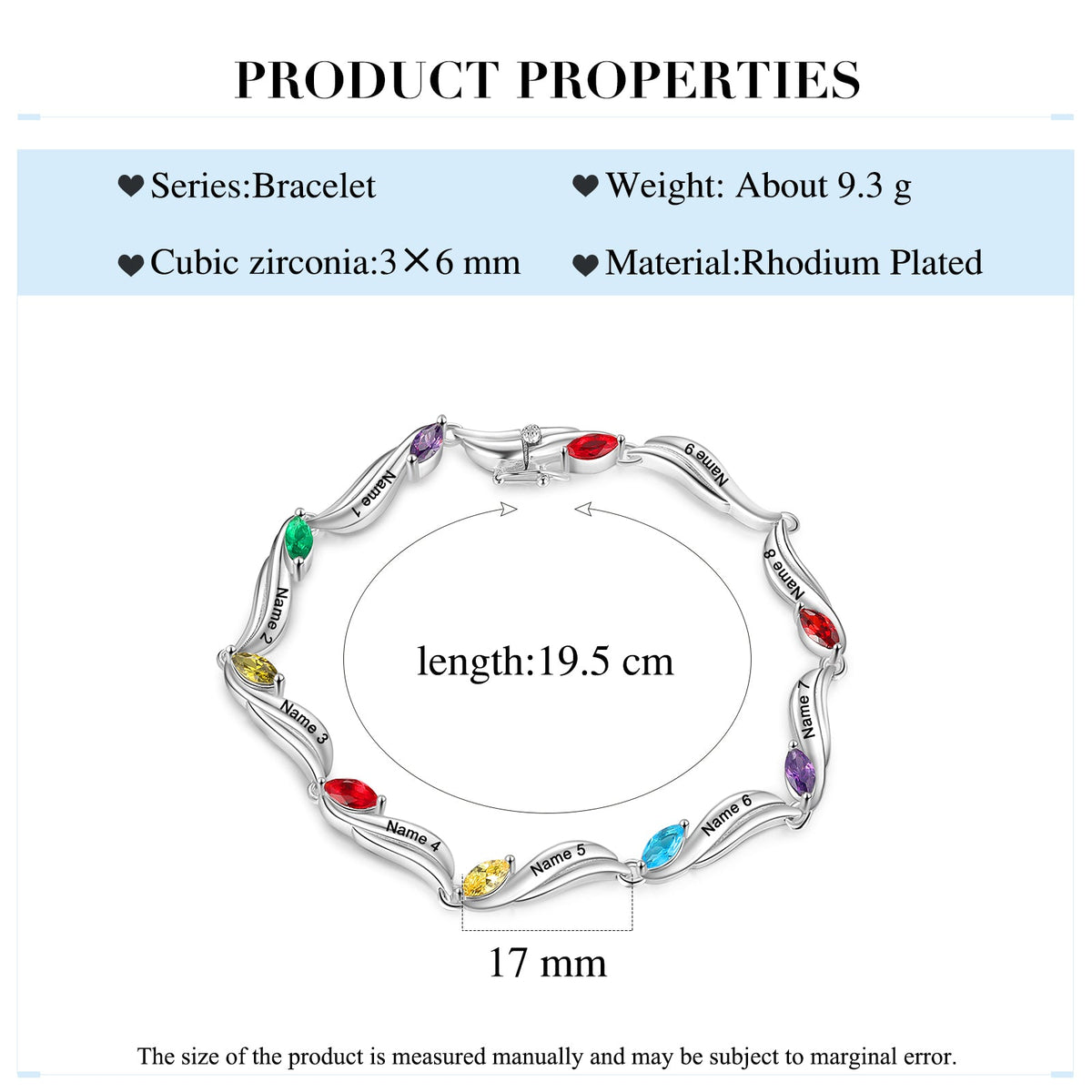 Custom Birthstone Wave Bracelet
