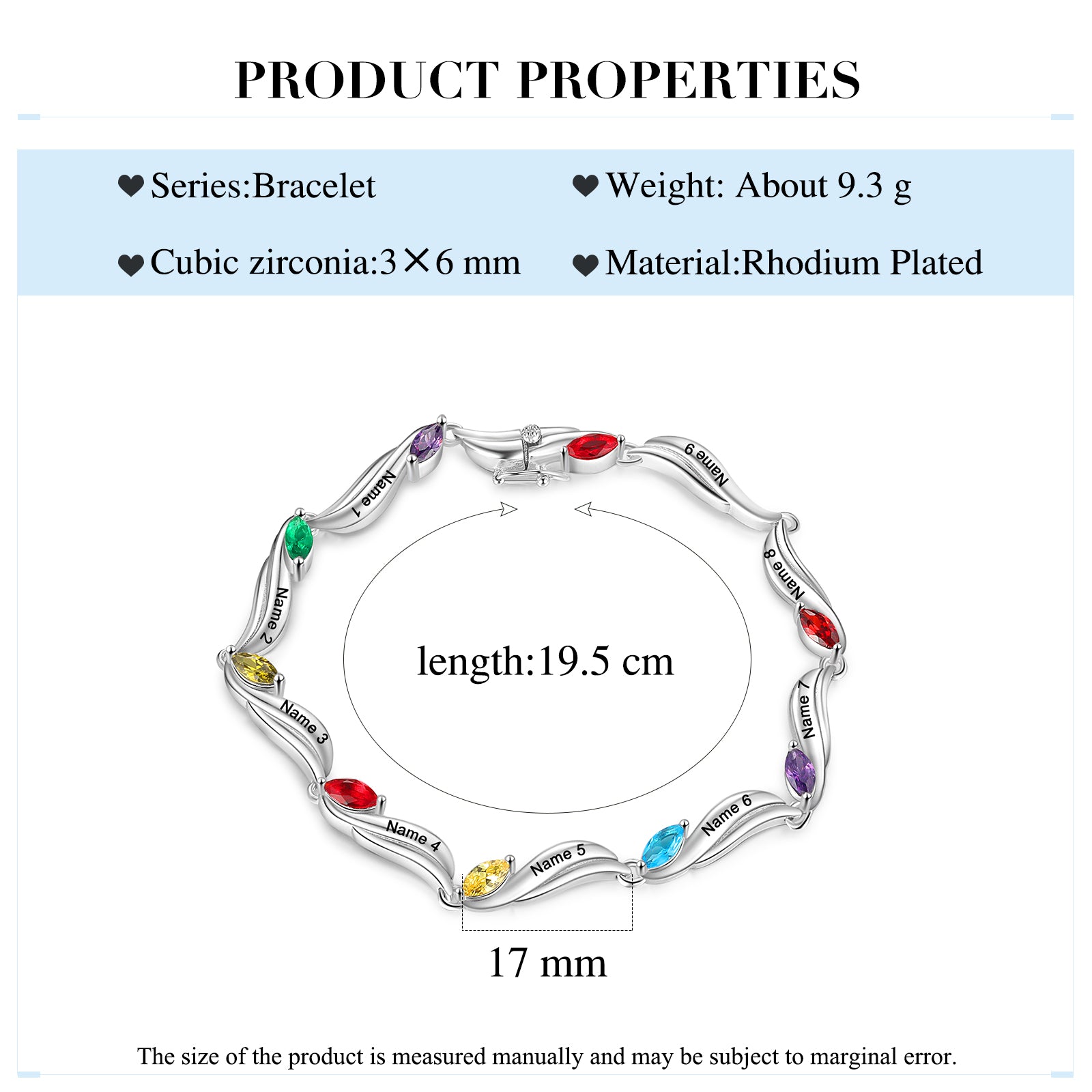 Custom Birthstone Wave Bracelet