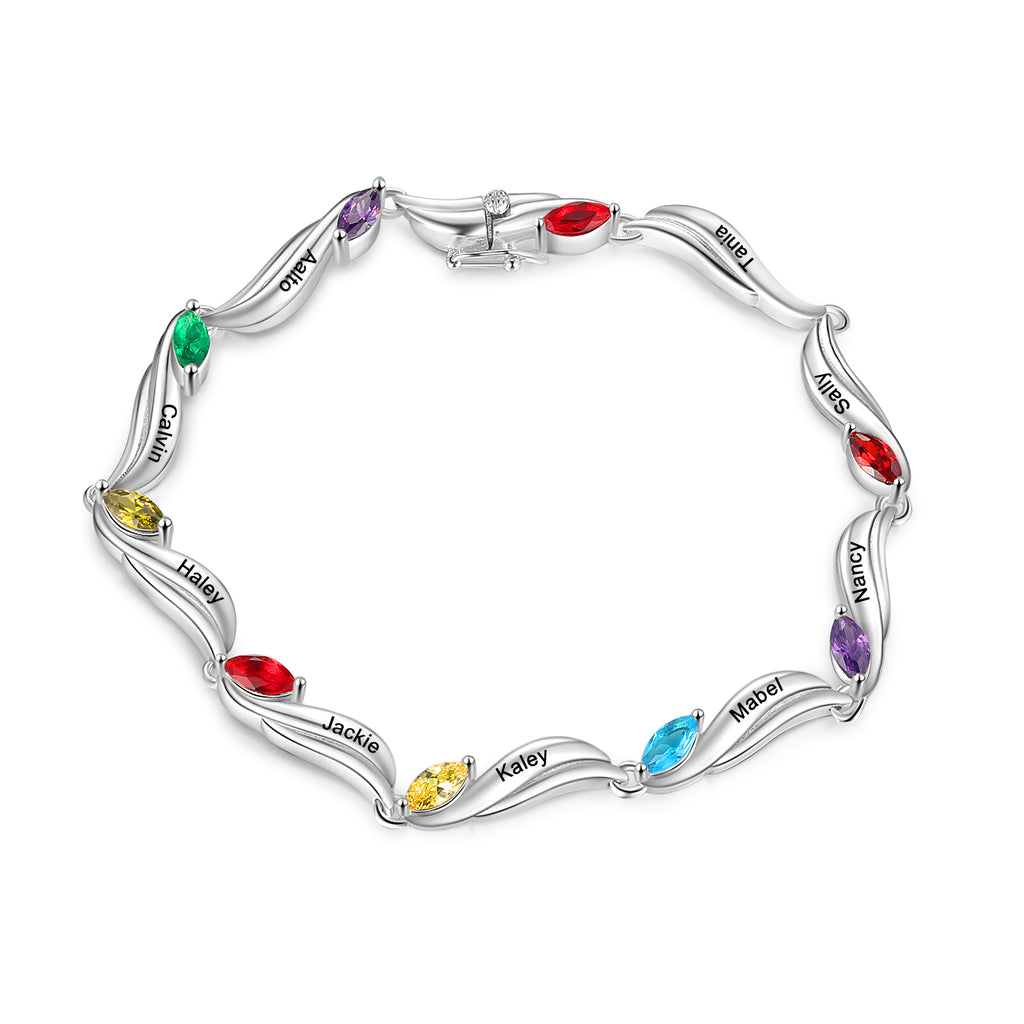 Custom Birthstone Wave Bracelet