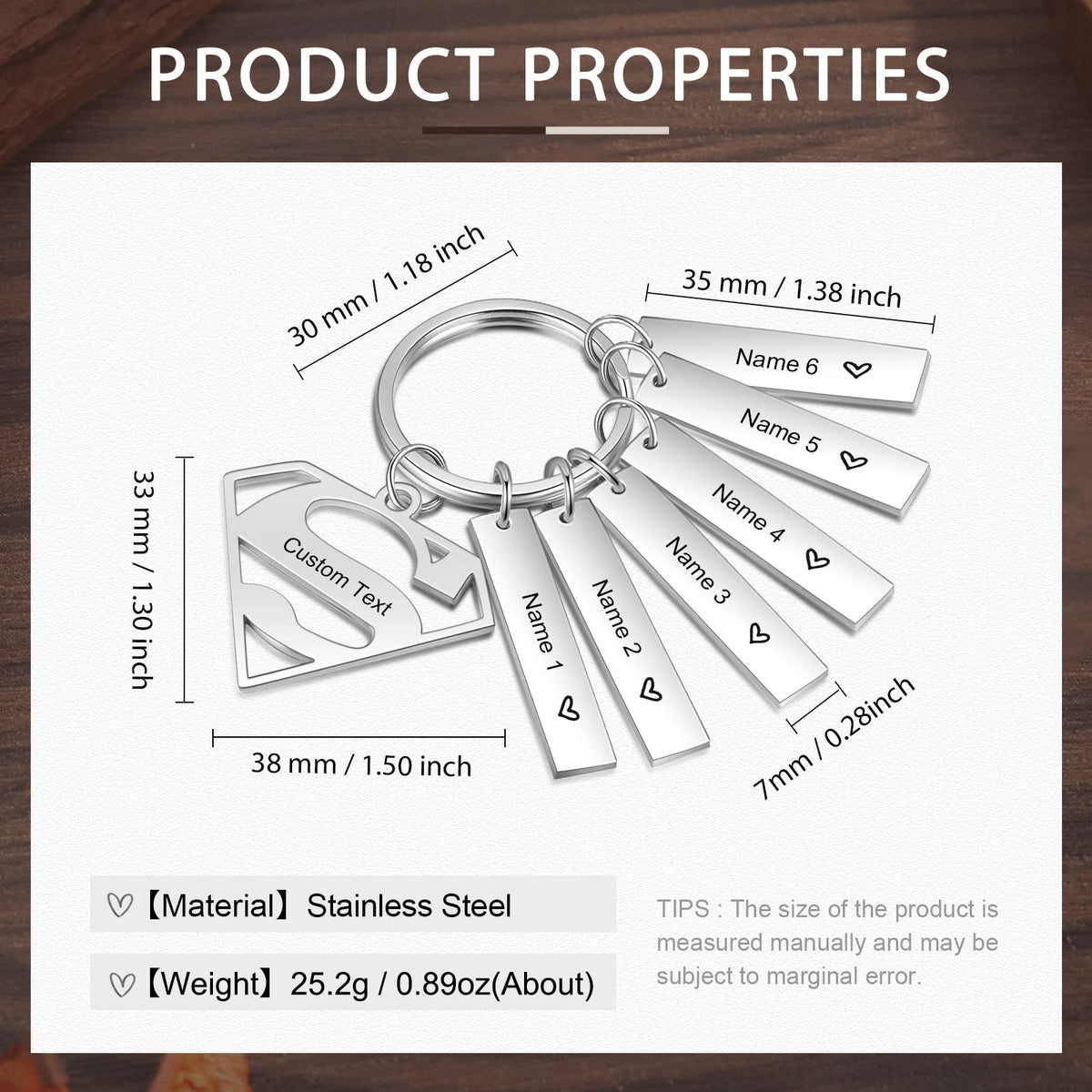 Personalized Diamond Stainless Steel Keychain