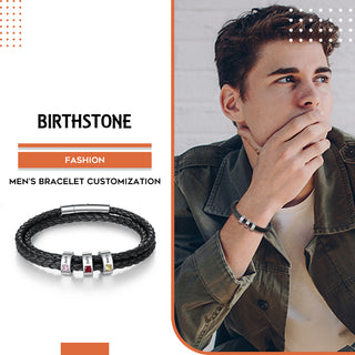 Stainless Steel Black Leather Bracelet