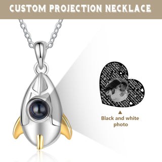 100 Languages I Love You Projection Necklace Rockets and Mars Necklace