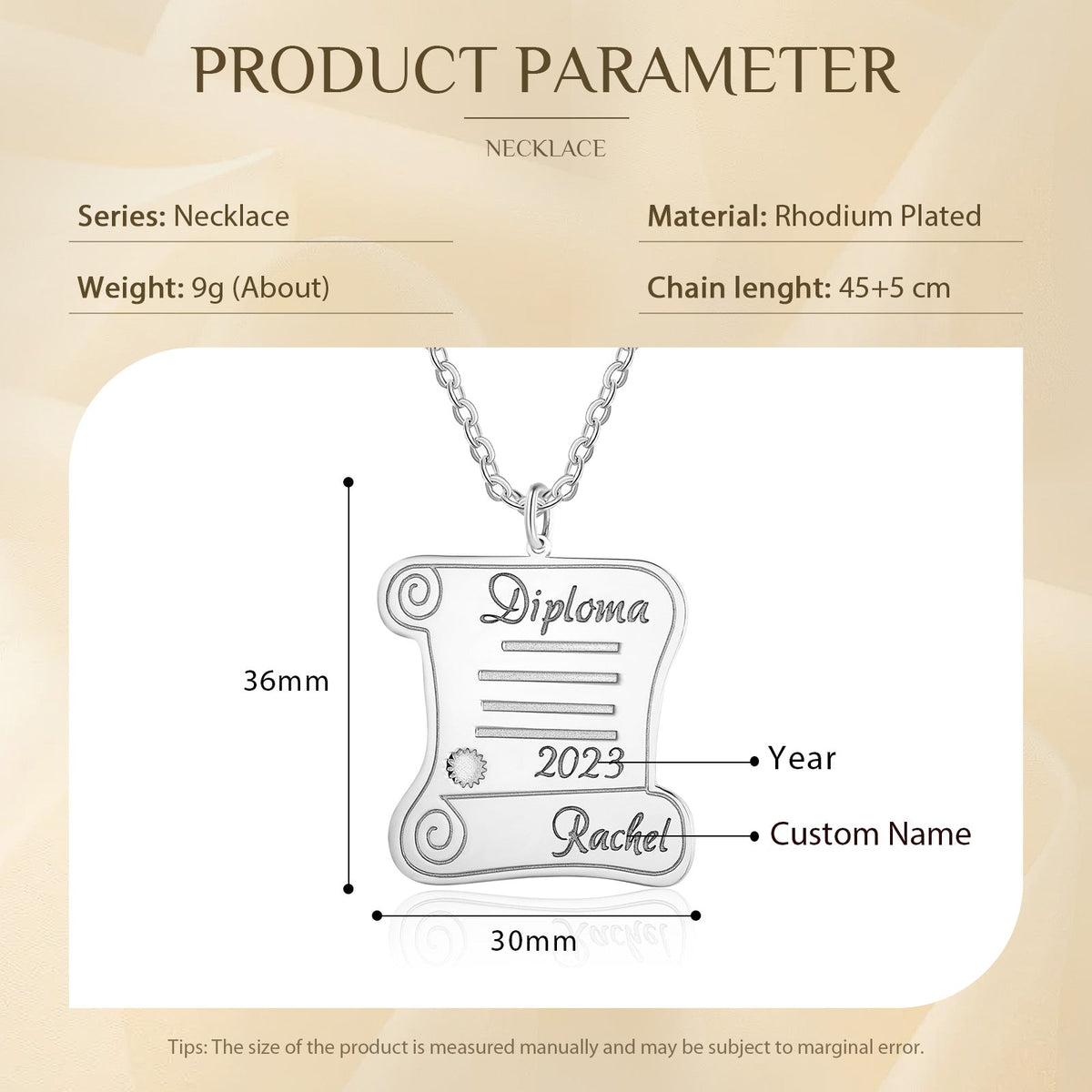 Custom Graduation Pendant Necklace