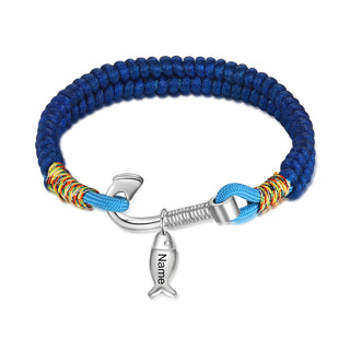 Custom Name Brcalete with Fish