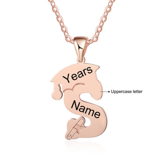 Custom Letter Necklace with Graduation Hat
