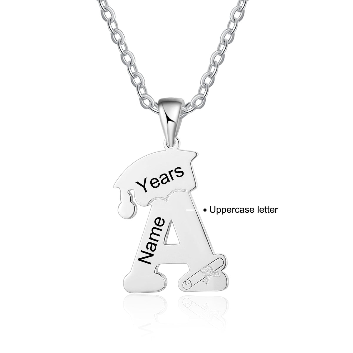 Custom Letter Necklace with Graduation Hat