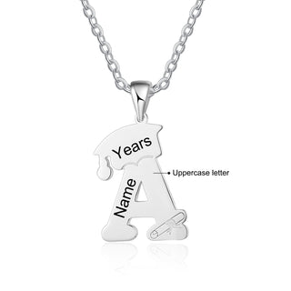 Custom Letter Necklace with Graduation Hat
