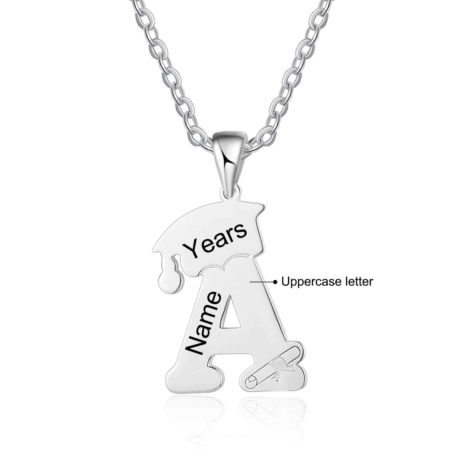 Custom Letter Necklace with Graduation Hat