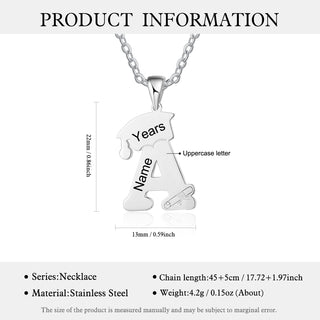 Custom Letter Necklace with Graduation Hat