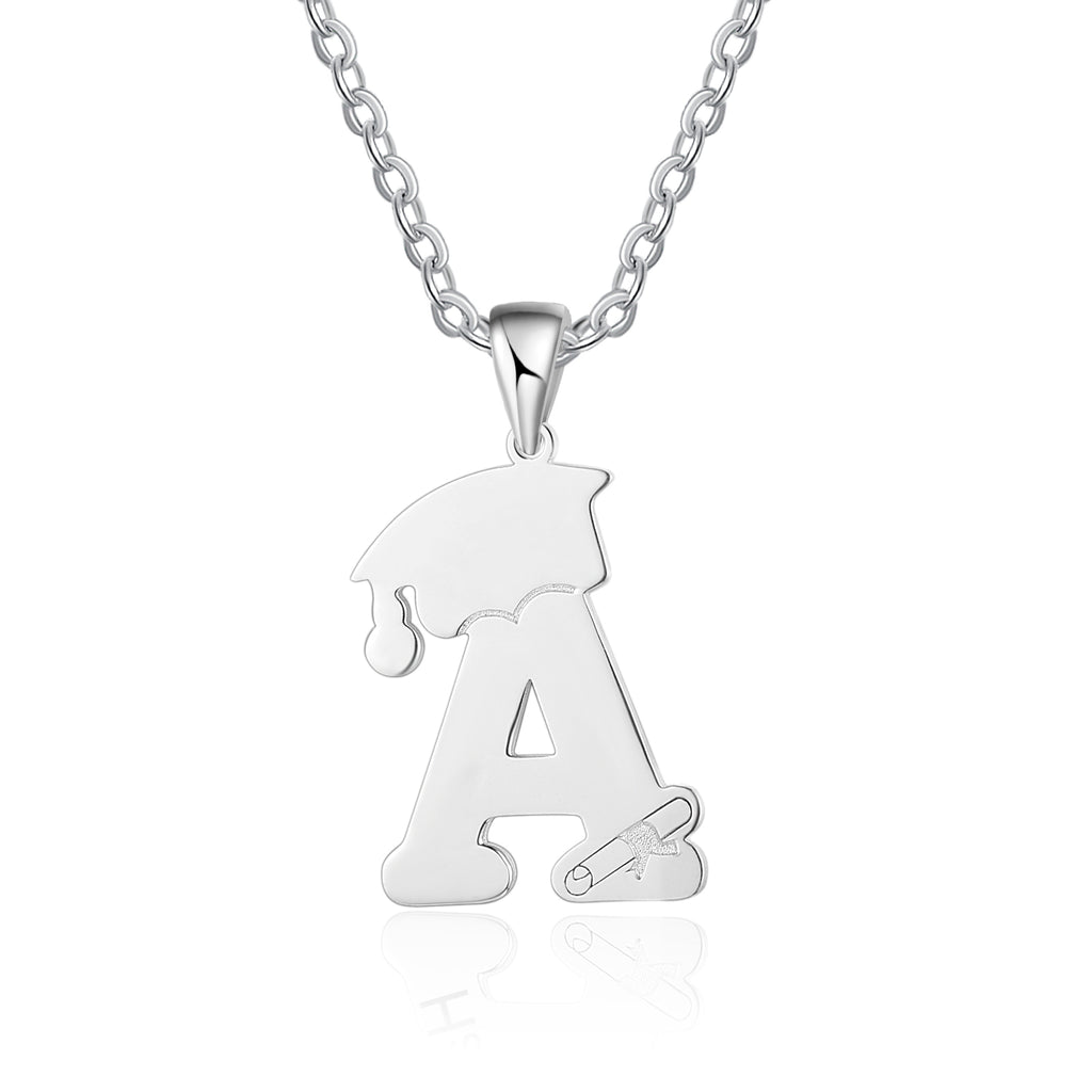 Custom Letter Necklace with Graduation Hat