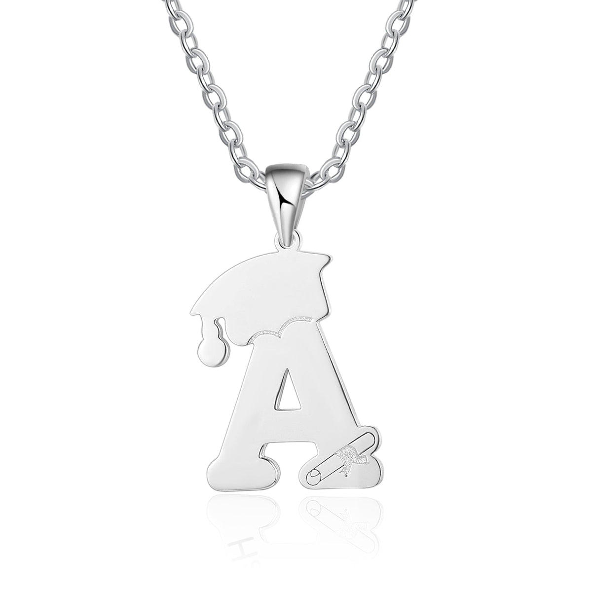 Custom Letter Necklace with Graduation Hat