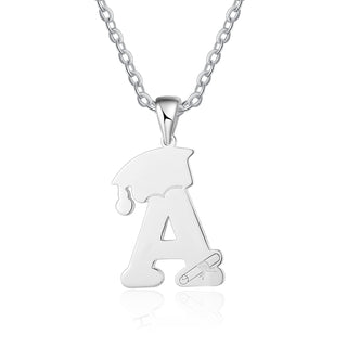 Custom Letter Necklace with Graduation Hat