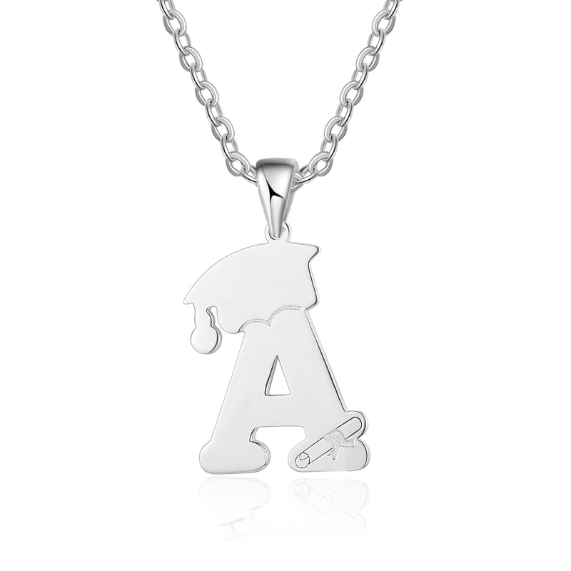 Custom Letter Necklace with Graduation Hat