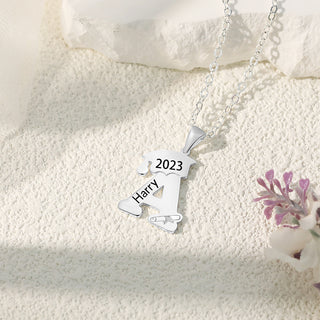 Custom Letter Necklace with Graduation Hat