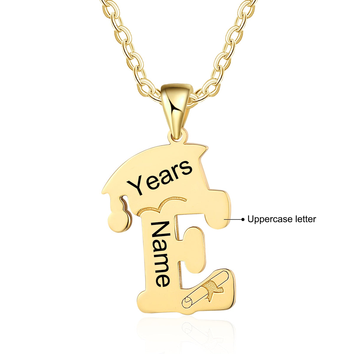 Custom Letter Necklace with Graduation Hat
