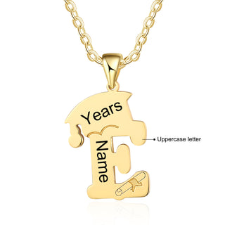 Custom Letter Necklace with Graduation Hat