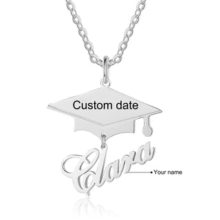 Custom Name Necklace with Graduation Hat