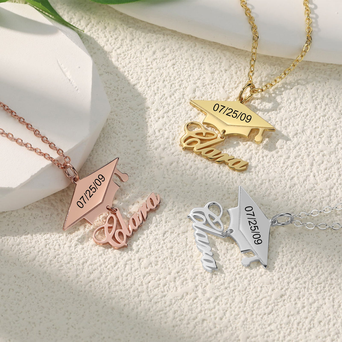 Custom Name Necklace with Graduation Hat